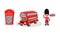 London Symbols with Red Telephone Booth and Double Deck Bus Vector Set