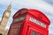 London symbols: red telephone box, Big Ben