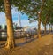 London - The Thames riverside and Shard from promenade in morning light