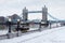 London tower bridge with snow