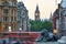 London Trafalgar Square lion and Big Ben