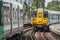 London train arriving on the platform