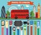 London travel concept design flat with bus