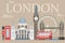 London travel info graphic. Vector illustration, Big Ben, eye, tower bridge and double decker bus, Police box, St Pauls