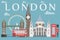 London travel info graphic. Vector illustration, Big Ben, eye, tower bridge and double decker bus, Police box, St Pauls