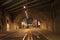 London tunnel with yellow lights with people and cars