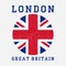 London typography with Great Britain flag. Grunge print for design clothes, t-shirt, apparel. Vector.