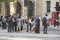 london, U.K., August 22, 2019 - asian group of tourists, visitors crossing the street in loondon