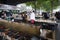 London, U.K., July 22,2021- Book market. candid people at the outdoor book market on the South Bank of the River Thames, London