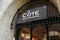 LONDON, UK - APRIL 1, 2019: A sign for a Cote Brasserie Restaurant in central London