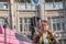 London, UK - April 15, 2019: Extinction Rebellion campaigners spokesman gave speech on a a pink boat in blocked Oxford Circus