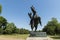 LONDON, UK - AUGUST 01: Horse and rider sculpture called Physical Energy in Kensington Gardens. The statue commemorates Sir Cecil