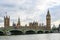 LONDON, UK - AUGUST 12: Side view of busy Westminster Bridge over the Thames with Houses of Parliament and Big Ben in