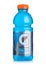 LONDON, UK - DECEMBER 20, 2019: Plastic bottle of Gatorade thirst quencher cool blue drink on white background