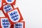 LONDON, UK - December 2022: England football logo Three lions national emblem badge