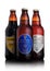 LONDON, UK - JANUARY 02, 2018: Bottles of Guinness rye pale ale, west indies porter and golden ale beer on white. Guinness beer h