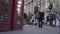 LONDON, UK. January 19, 2017. Red telephone box with people