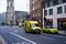 London UK January 2021 Ambulance and a police car respoding to an emergency on the streets of London as a person faints walking on