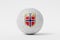 LONDON, UK - July 2023: Norway national football team logo badge on a soccer ball. 3D Rendering