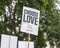 London / UK - June 18th 2019 - `Choose Love - help refugees` sign held up at a demonstration