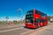LONDON, UK - JUNE 29TH, 2015: Red Double Decker bus speeds up in the city streets