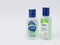 London / UK - March 9th 2020 - Two bottles of antibacterial hand sanitiser gel from Carex and Cien brands on a white background