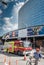 LONDON, UK - MAY 12, 2016: Fire Truck passes pedestrian and cyclist near London Bridge Station