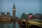 London, UK: Morning Hour View of Westminster, Big Ben and Bridge in London