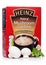 LONDON, UK - NOVEMBER 08, 2019: Pack of Heinz cream of Mushroom cup soup on white with fresh mushrooms and herbs