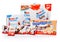 LONDON, UK - November 17, 2017: Kinder chocolate different mix on white.Kinder bars are produced by Ferrero founded in 1946.