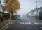 London, UK - Ocrober 30, 2016: Heavy dense fog at a residential street in London