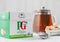 LONDON, UK - OCTOBER 21, 2020: Pack of PG tips black tea with teapot and cane sugar on white with vintage strainer infuser