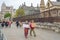 London, UK - October 7, 2019: Participants of the protest rally Extinction Rebellion, Abingdon Street