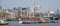 London UK. Panorama showing the iconic dome of St Paul`s Cathedral, the River Thames, cranes and buildings under construction