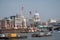 London UK. Panoramic vew of the iconic dome of St Paul`s Cathedral, the River Thames, cranes and buildings under construction