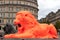 London, UK - September 20 2018: Art installation called `Please feed the Lions` by Es Devlin on display in London`s Trafalgar