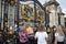 LONDON, UK - September 2022: People visit Buckingham Palace to pay tribute to Queen Elizabeth II after her death