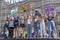 London / UK - September 20th 2019 - Group of female climate strike protesters demonstrating at the Climate Strike