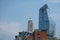 London UK skyline showing iconic Oxo Tower and the new One Blackfriars buidling, also known as `The Vase`.