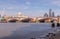 London, UK - View of the River Thames, Blackfriars Bridge, Saint Paul`s Cathedral and London Skyscrapers