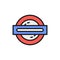 London underground, metro, train flat color line icon.