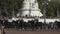 London, United Kindom - February 2, 2020: Close-up of Royal Guards on parade near the Buckingham Palace against the blue