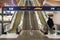 London, United Kingdom - February 01, 2019: Empty escalators and stairs, only one anonymous passenger going up at London Bridge