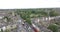 London, the United Kingdom, Great Britain, England, Clapham Common Park, aerial, drone footage with many trees and buses