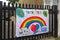 London, United Kingdom - May 04, 2020: Large banner with rainbow as a sign of gratitude to NHS and essential workers displayed at