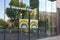 London, United Kingdom - May 08, 2020: Hand drawn rainbow expressing thank to NHS and key workers displayed at glass window