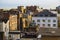 London, United Kingdom - Panoramic view of the Whitechapel district of East London with fusion of traditional and modernistic