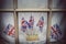 London window decorated with Union Jacks