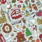 London winter seamless pattern.Christmas Doodles