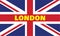 LONDON written in yellow on a Union Jack flag vector